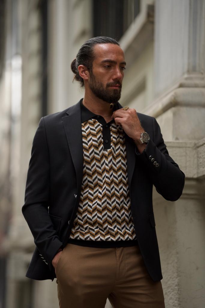 Sorento Black Slim Fit Notch Lapel Linen Blazer