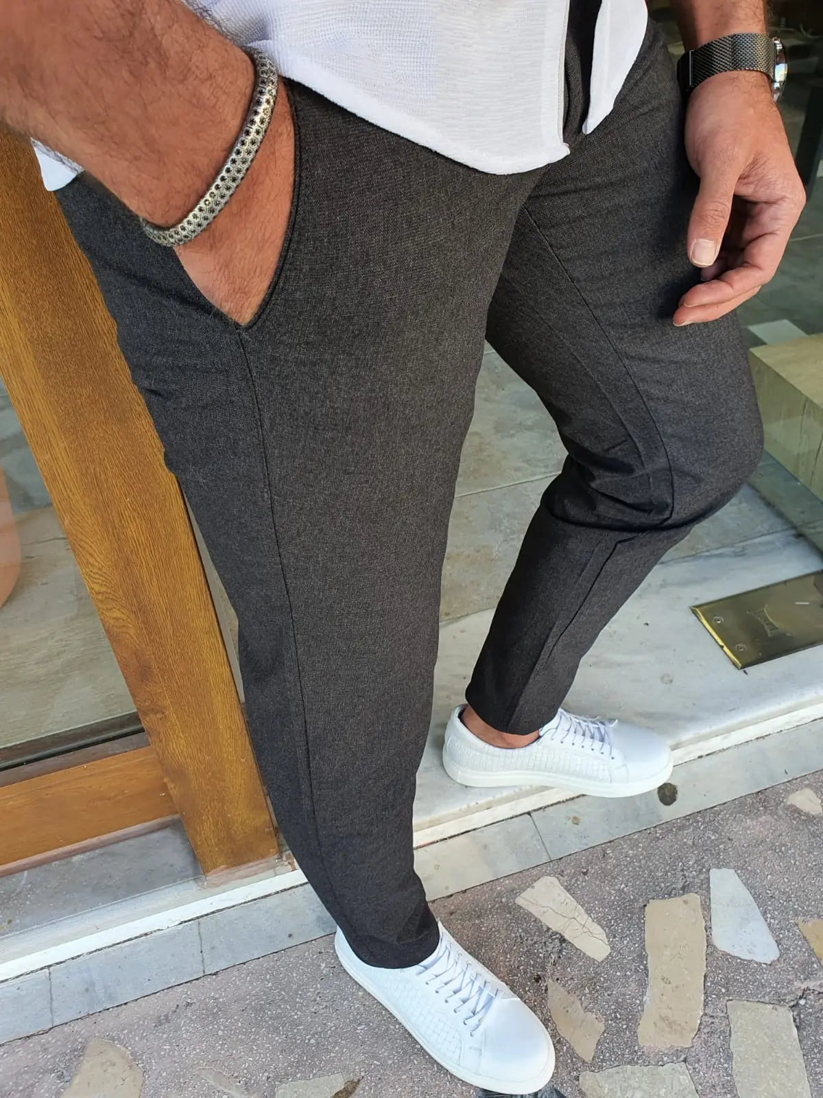 Bristol Black Slim Fit Cotton Pants for Every Occasion - BRABION