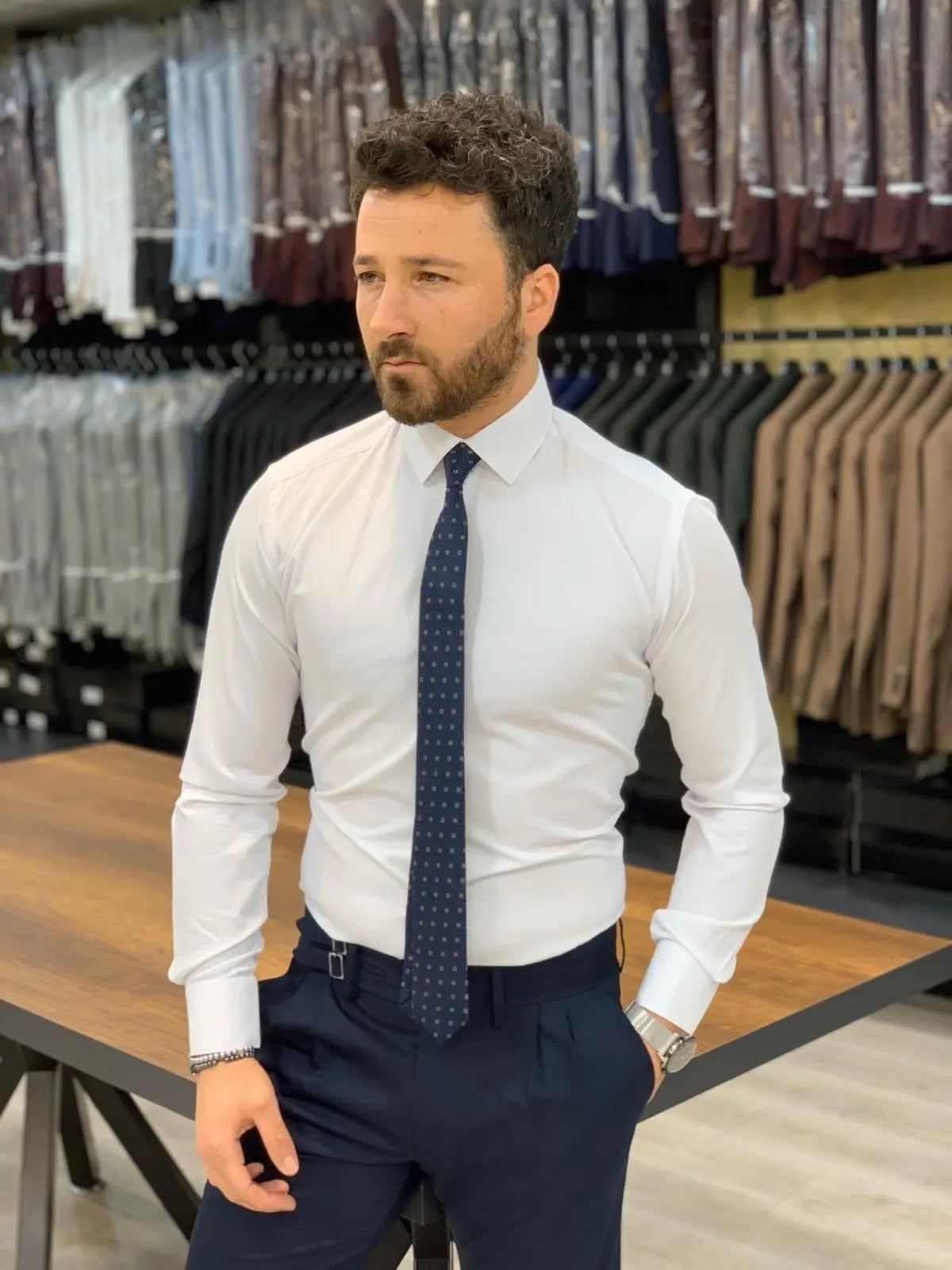 Jake White Slim Fit Shirt - Elevate Your Wardrobe - BRABION