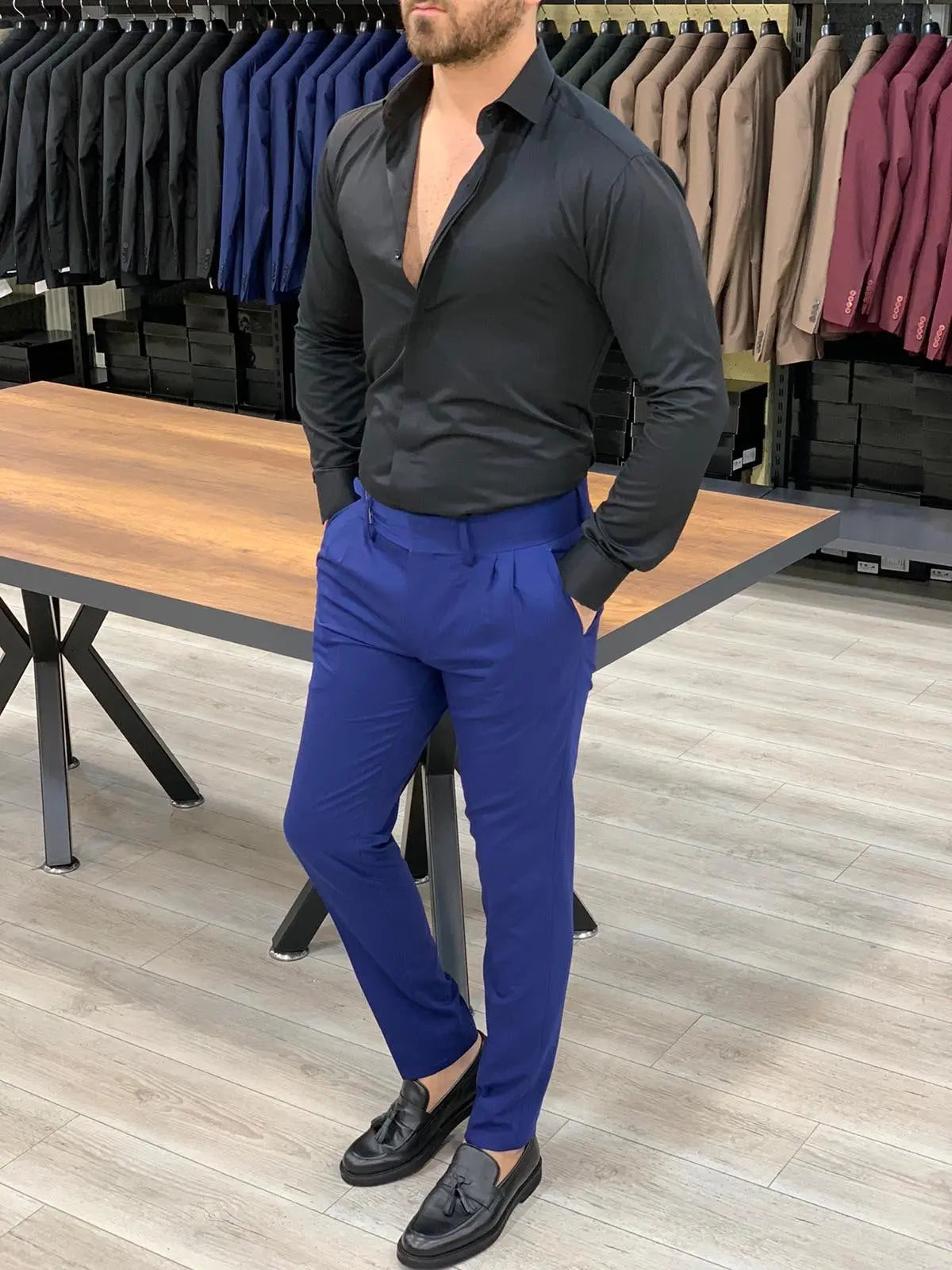Livonia Sax Double Buckle Slim Pants - BRABION