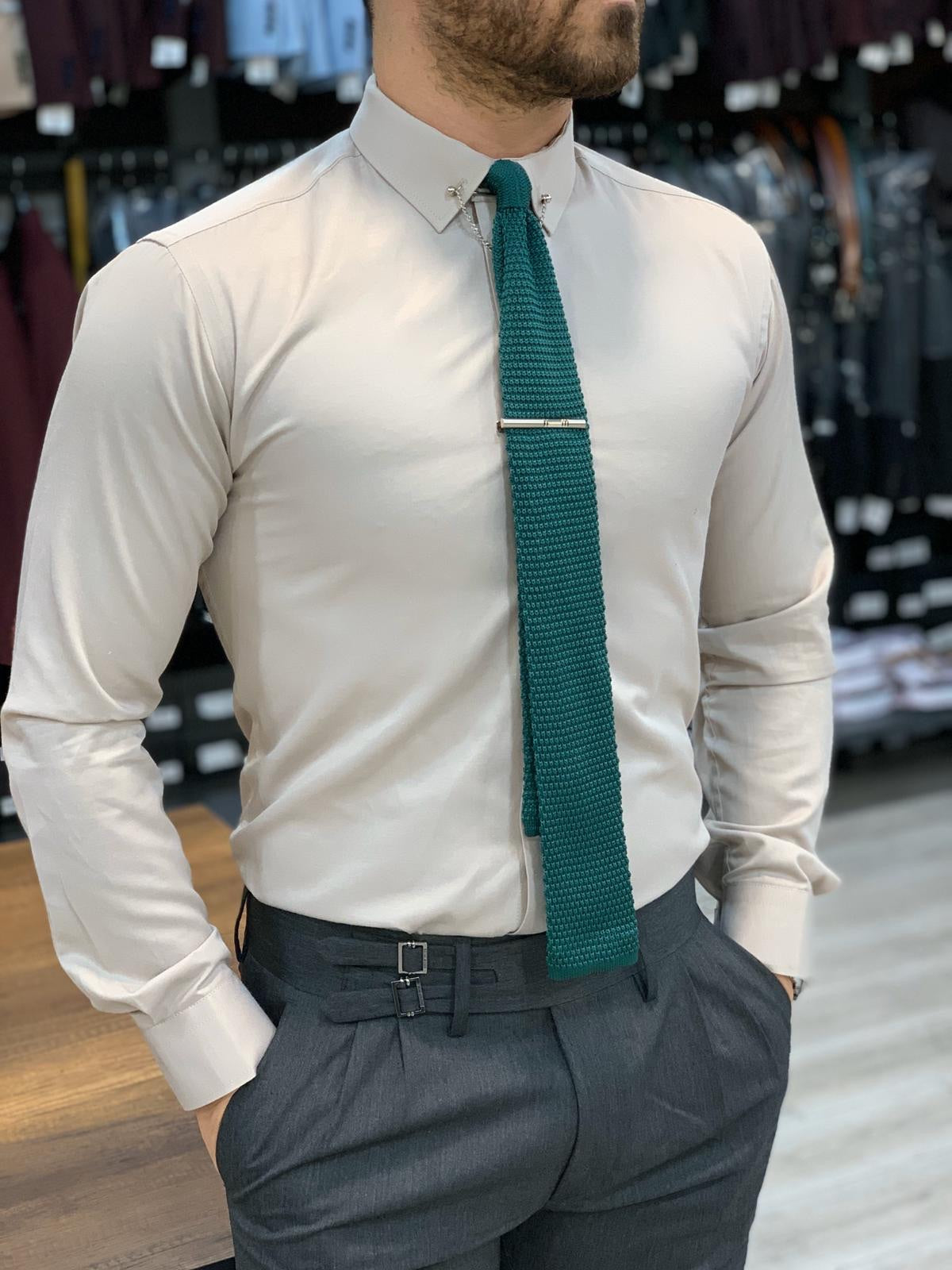 Jake Cream Slim Fit Shirt