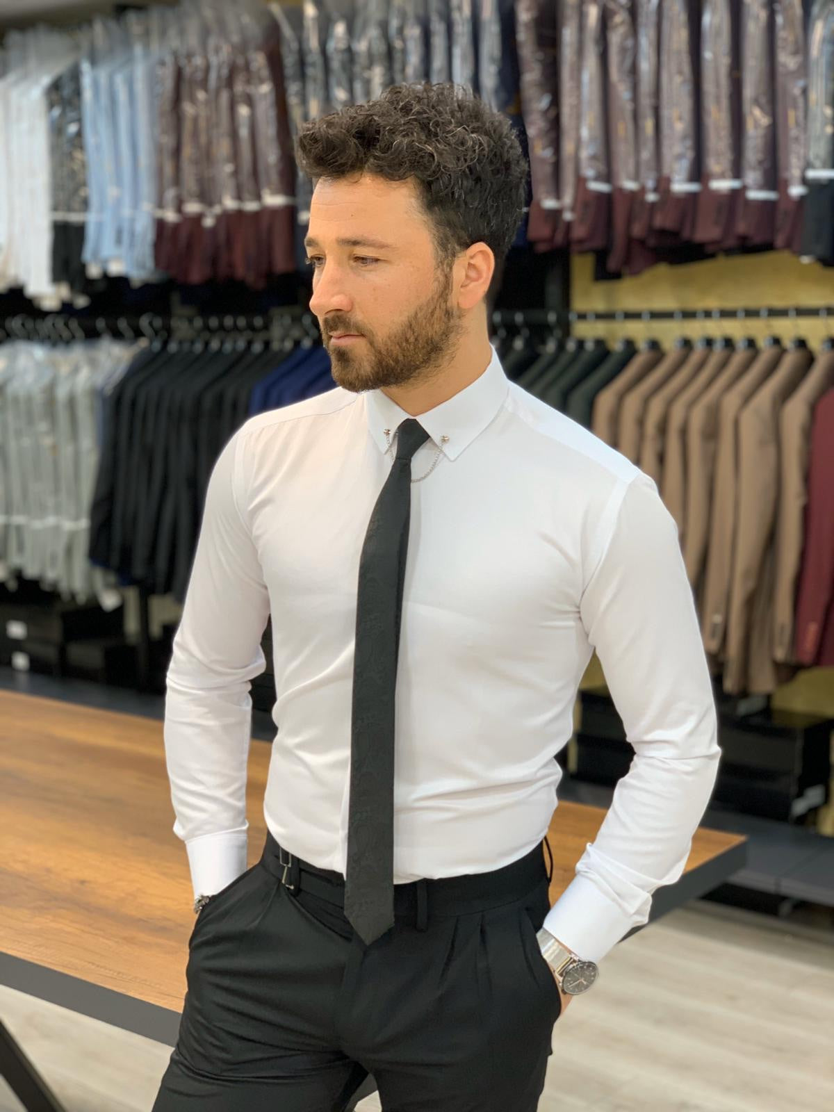 Jake White Slim Fit Shirt - Versatile Elegance for Every Occasion