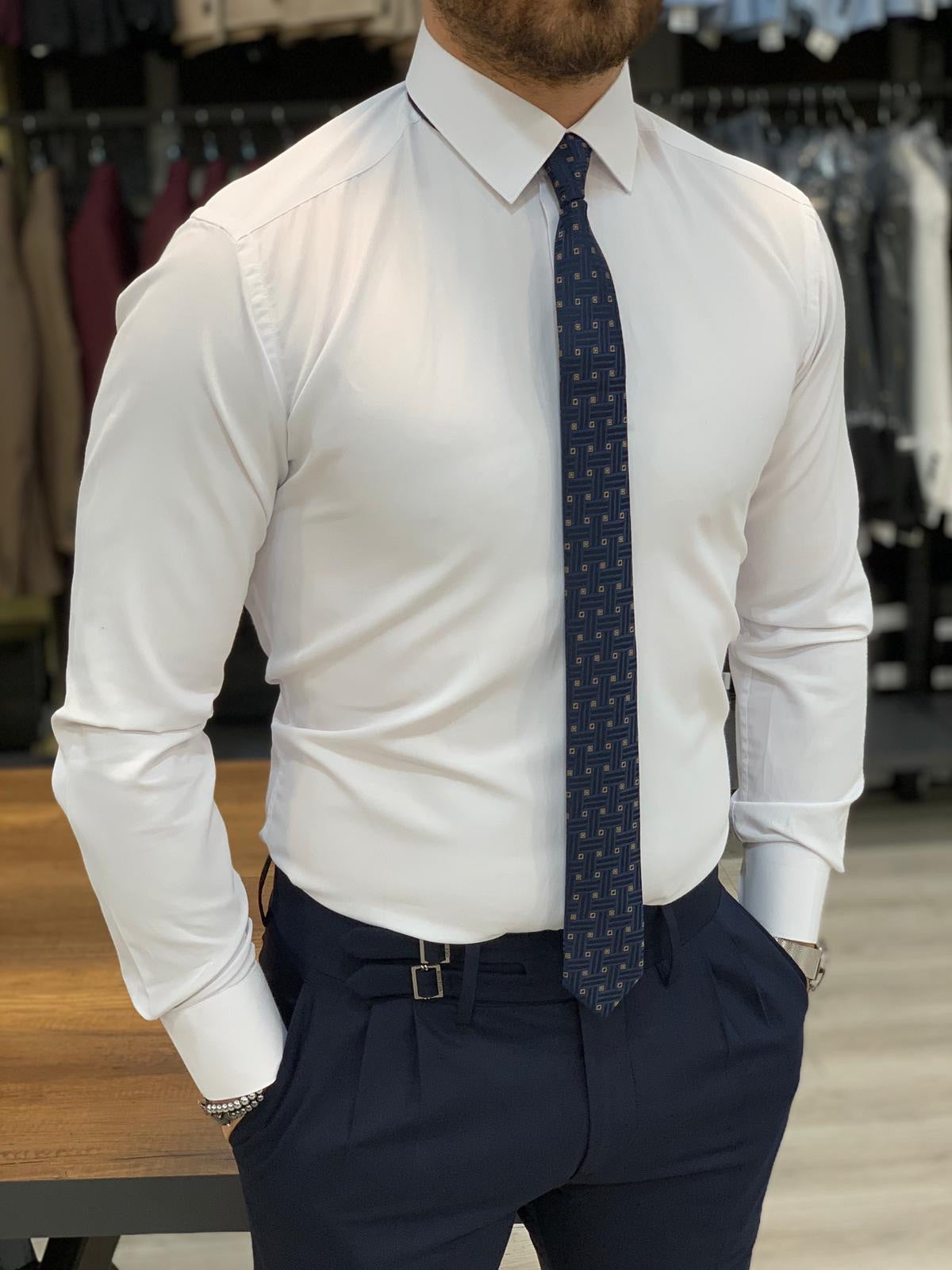 Jake White Slim Fit Shirt - Elevate Your Wardrobe