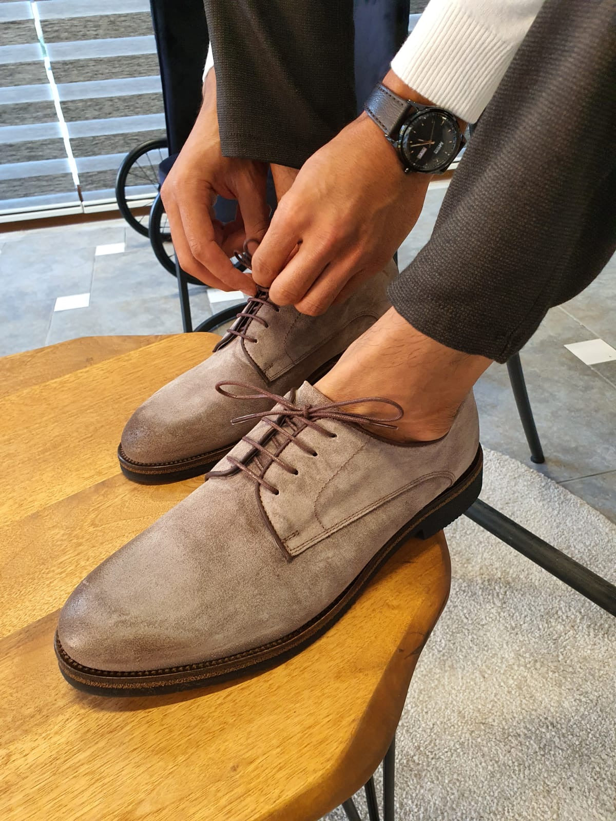 Stefano Beige Suede Derbys - Elegant Versatile Footwear for Every Occasion