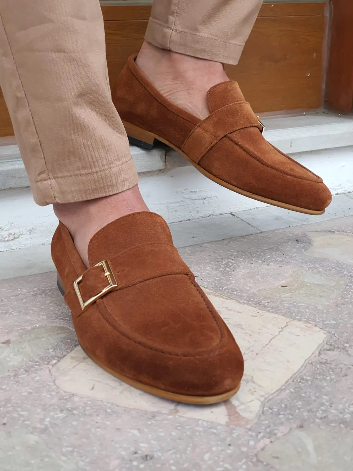 Bristol Brown Suede Buckle Loafers - Elegant Mens Shoes for Any Occasion Bristol Brown Suede Buckle Loafers - Elegant Mens Shoes for Any Occasion