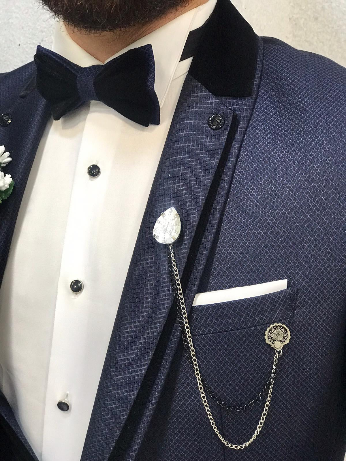 Lazio Navy Blue Slim-Fit Tuxedo