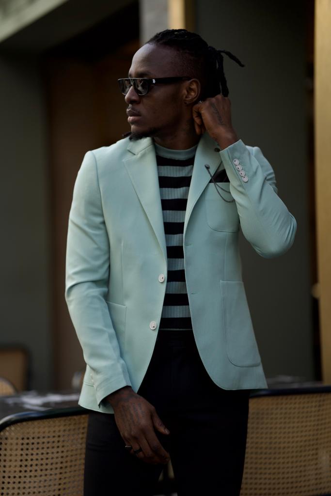 Sorento Mint Green Slim Fit Notch Lapel Blazer