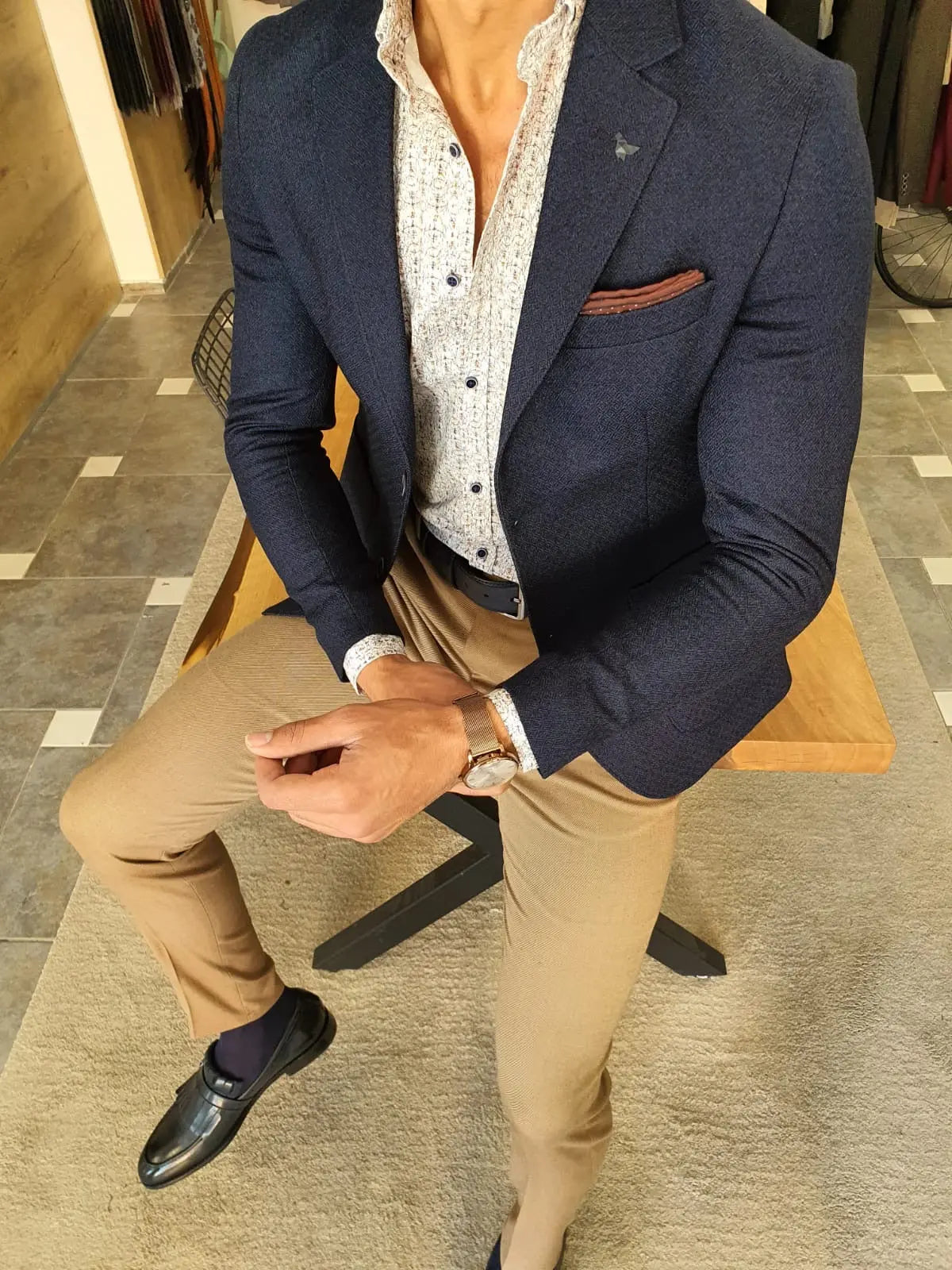 Torino Navy Blue Slim Fit Blazer: The Ultimate Versatile Jacket - BRABION