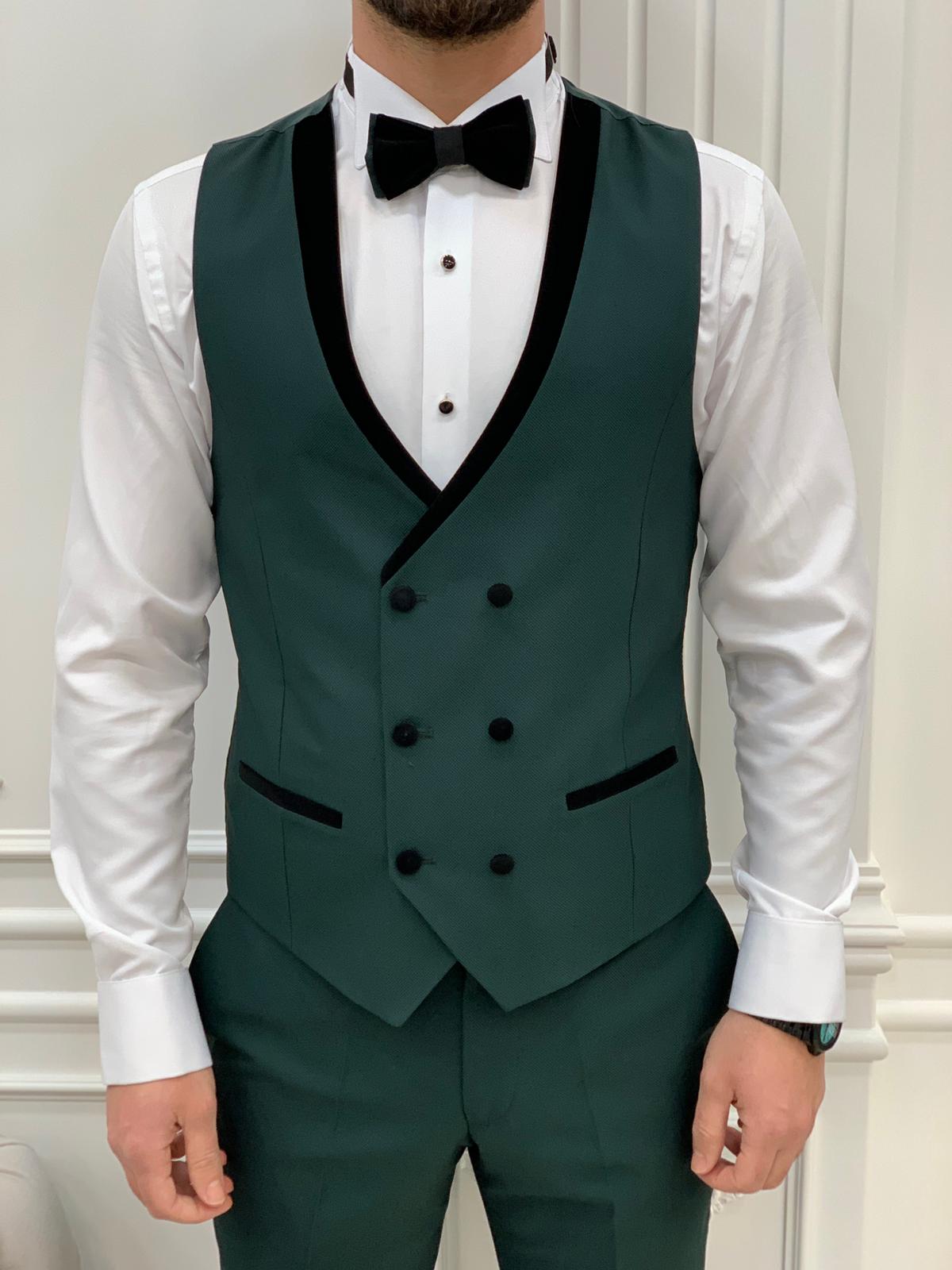 Eden Green Slim Fit Velvet Peak Lapel Tuxedo