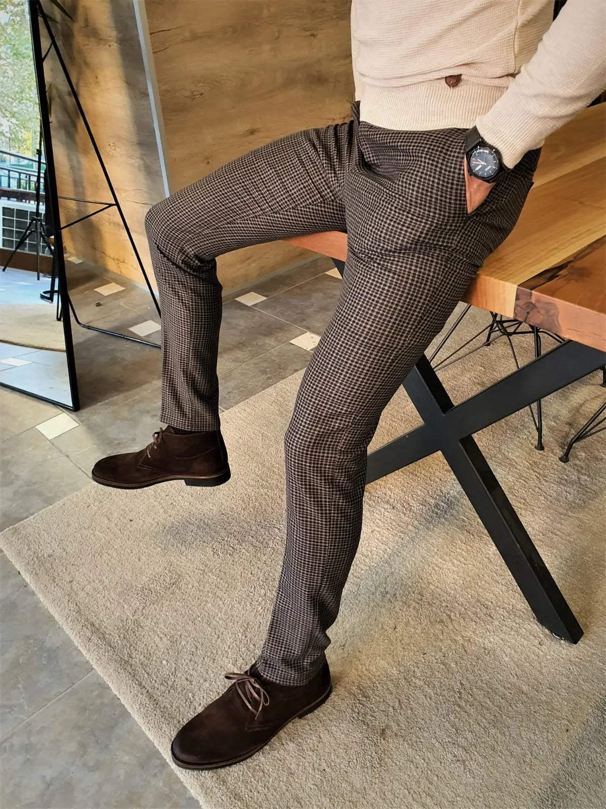 Clemson Camel Slim Fit Plaid Pants: The Perfect Blend of Comfort and Style - BRABION