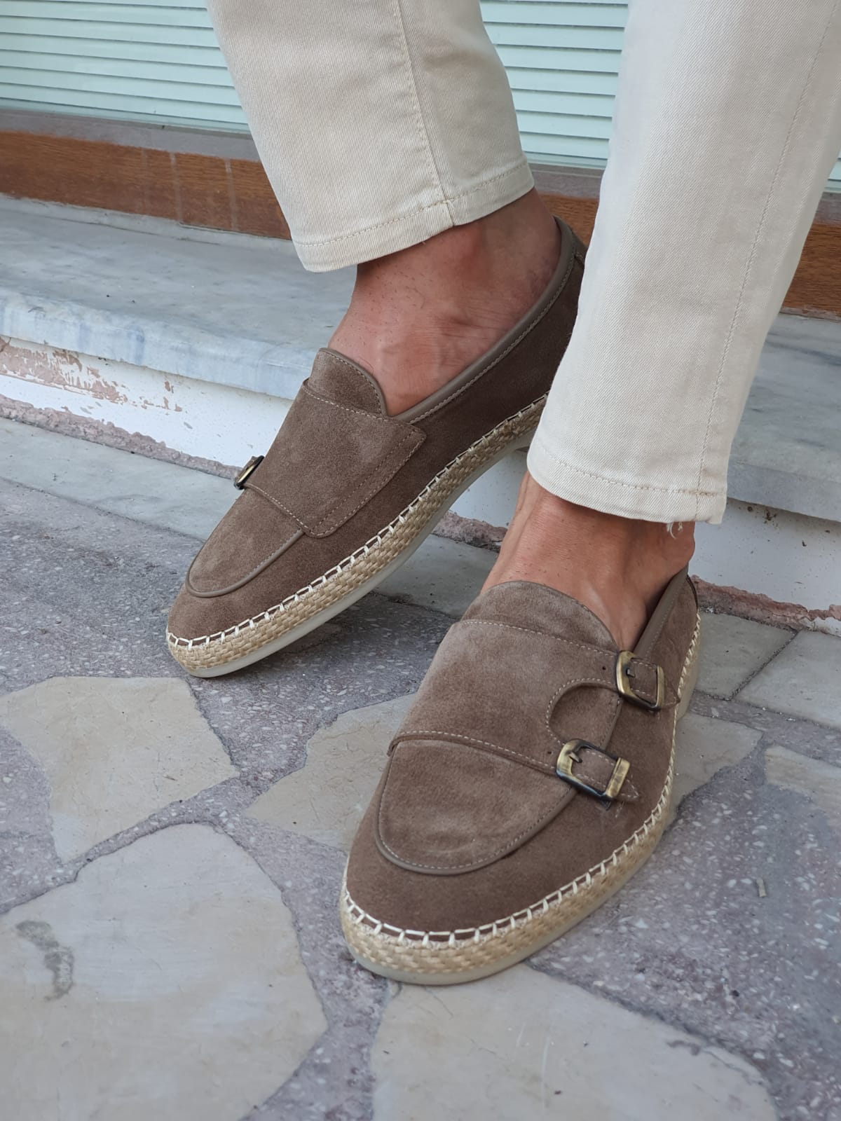 Cole Beige Suede Double Monk Strap Loafers - Elevate Your Style