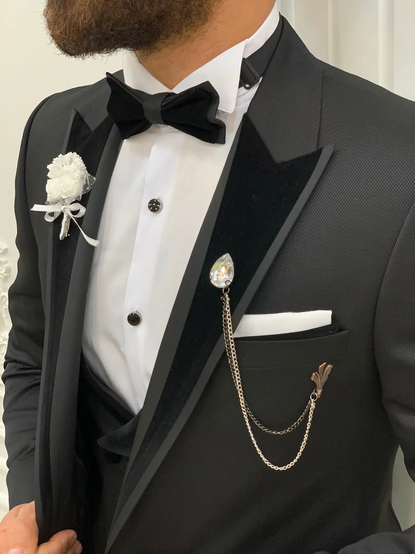 Wilson Black Velvet Shawl Lapel Tuxedo: The Ultimate Formalwear Statement - BRABION