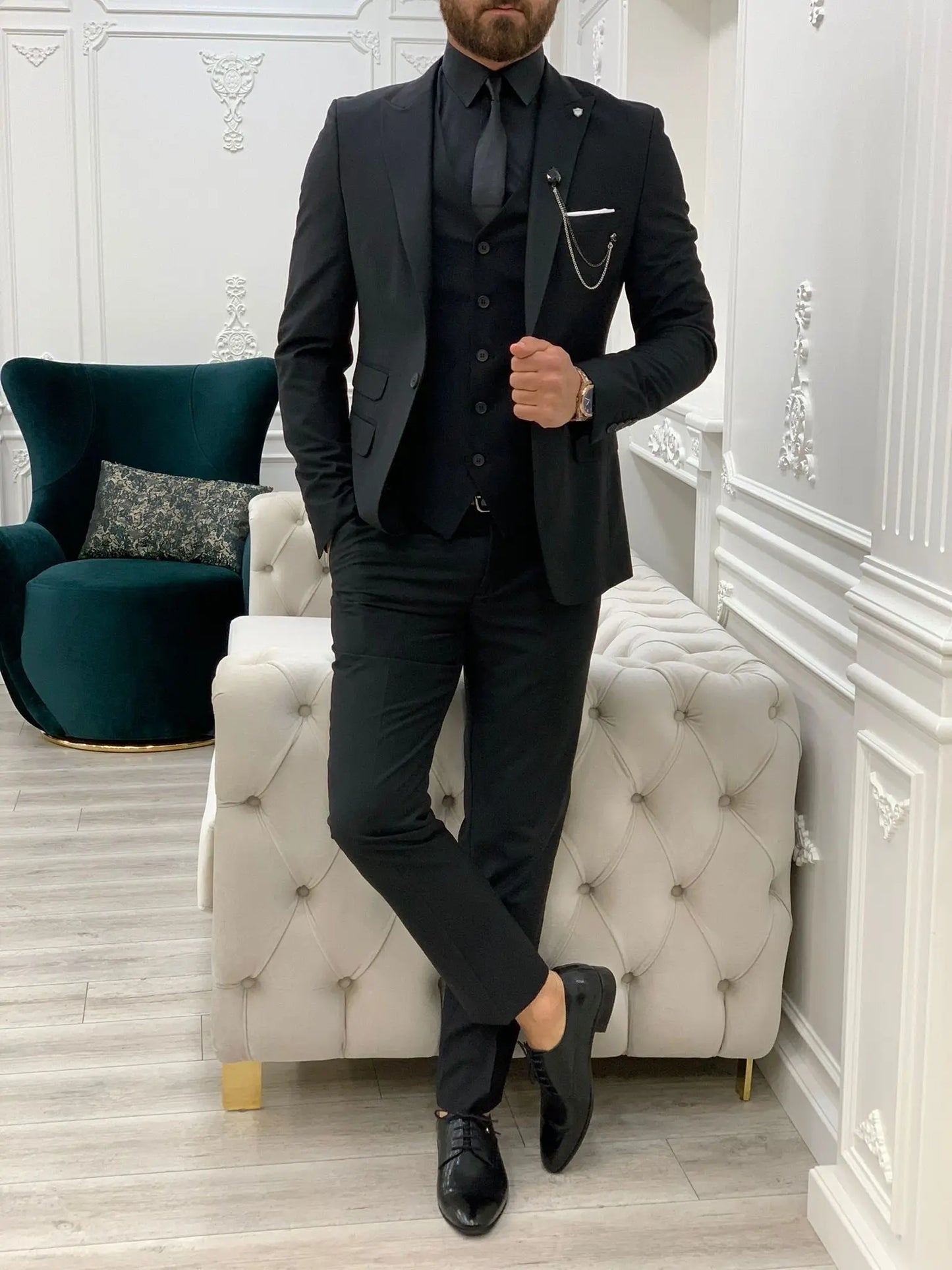 Lance Black Slim Fit Suit - Versatile Three-Piece Ensemble for Any Occasion BOJONI