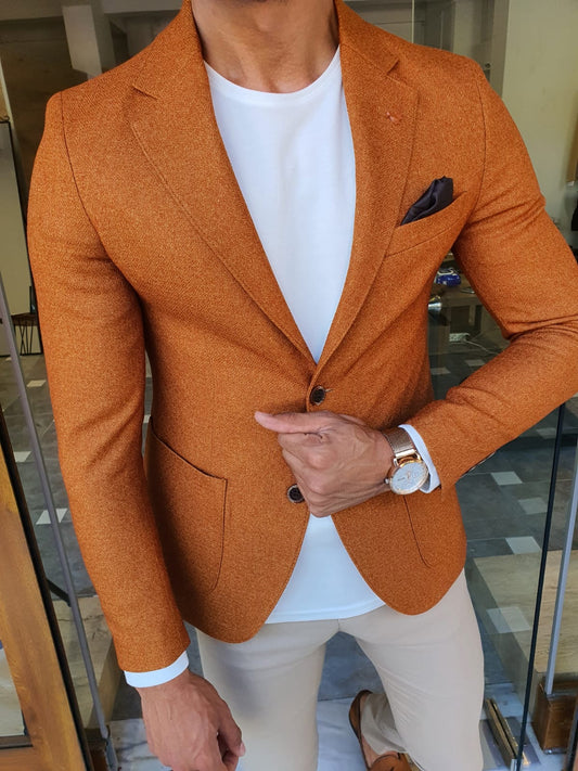 Stefano Camel Slim Fit Blazer - The Epitome of Sophistication