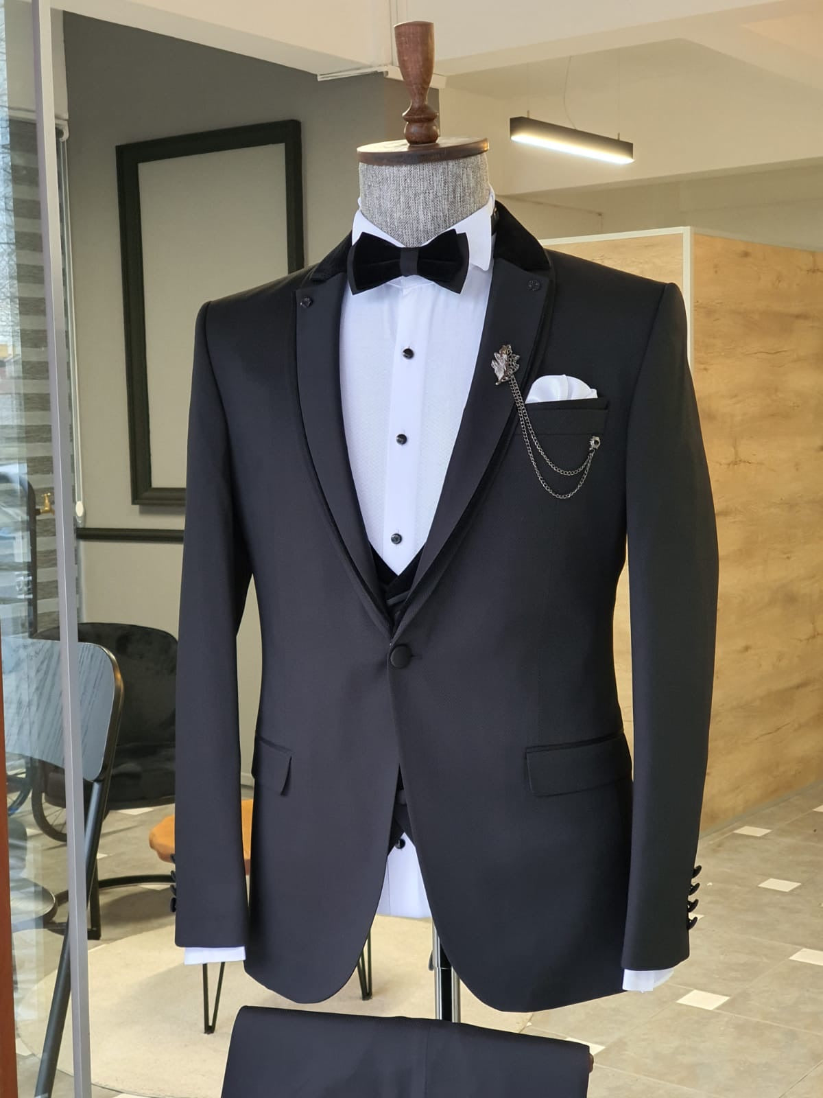 Montreal Black Slim Fit Notch Lapel Tuxedo