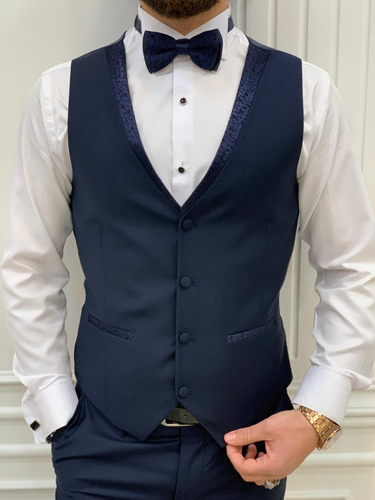 Lopez Navy Blue Slim Fit Tuxedo