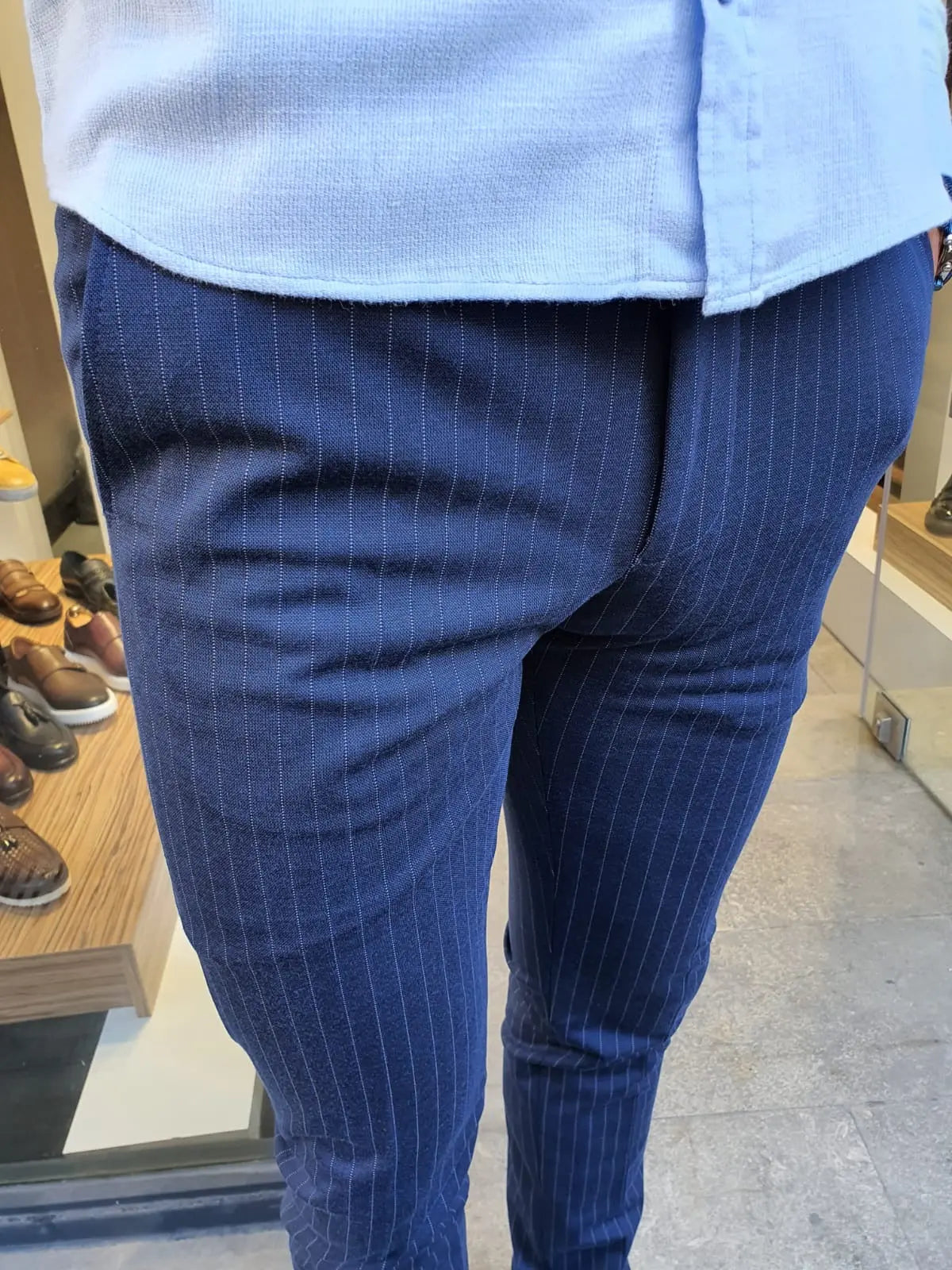 Oakland Indigo Slim Fit Pinstripe Pants - BRABION