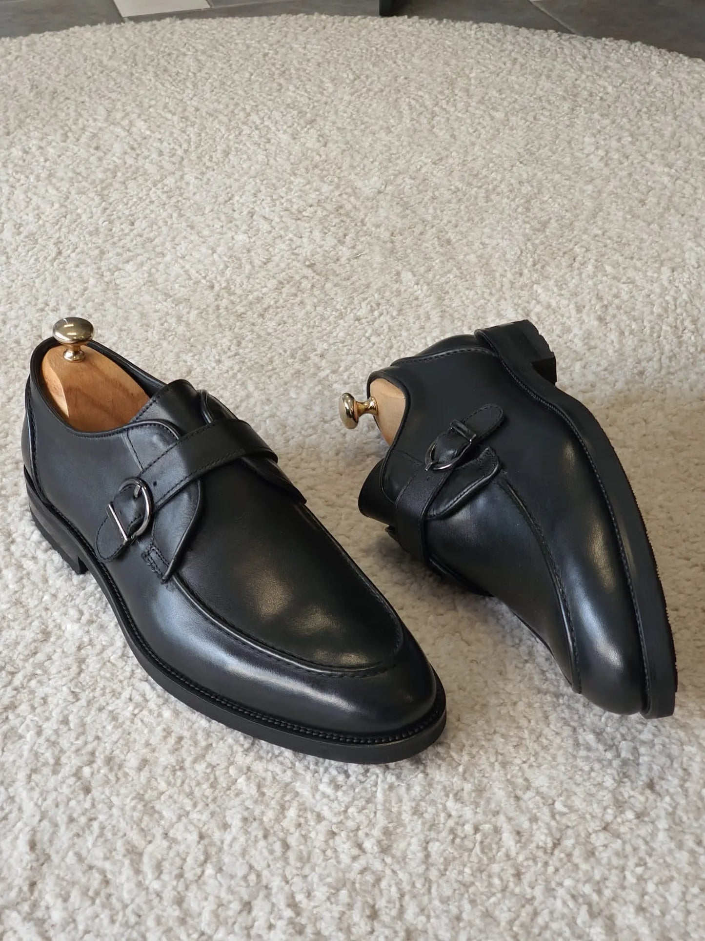Antonio Black Buckle Loafers - BRABION