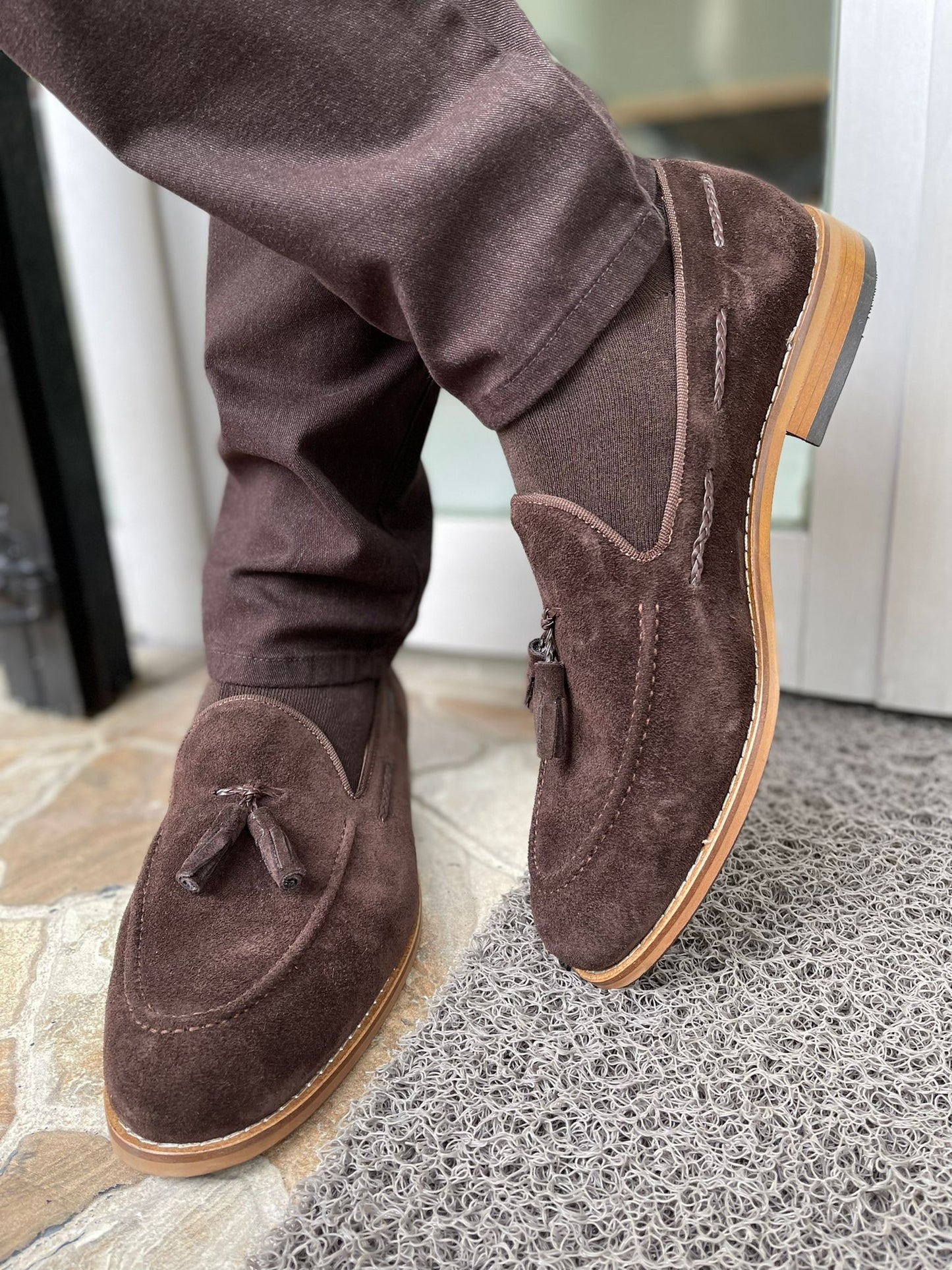 Remy Brown Suede Tassel Loafers for Men