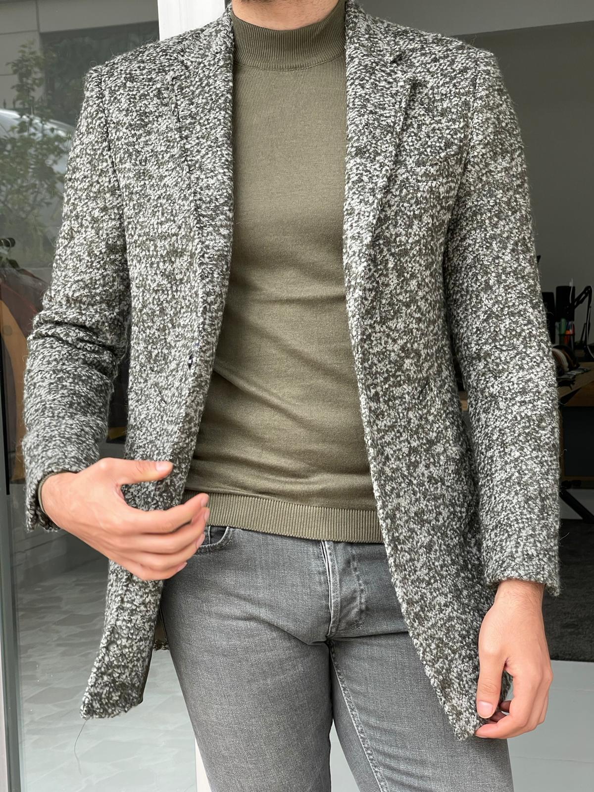 Melbourne Green Slim Fit Wool Long Coat: Sophisticated Style for Every Occasion