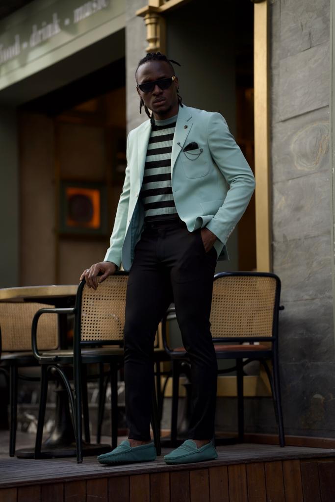 Sorento Mint Green Slim Fit Notch Lapel Blazer