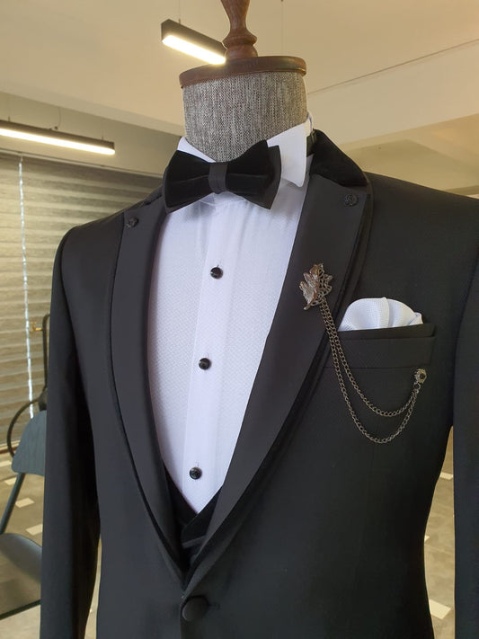 Montreal Black Slim Fit Notch Lapel Tuxedo