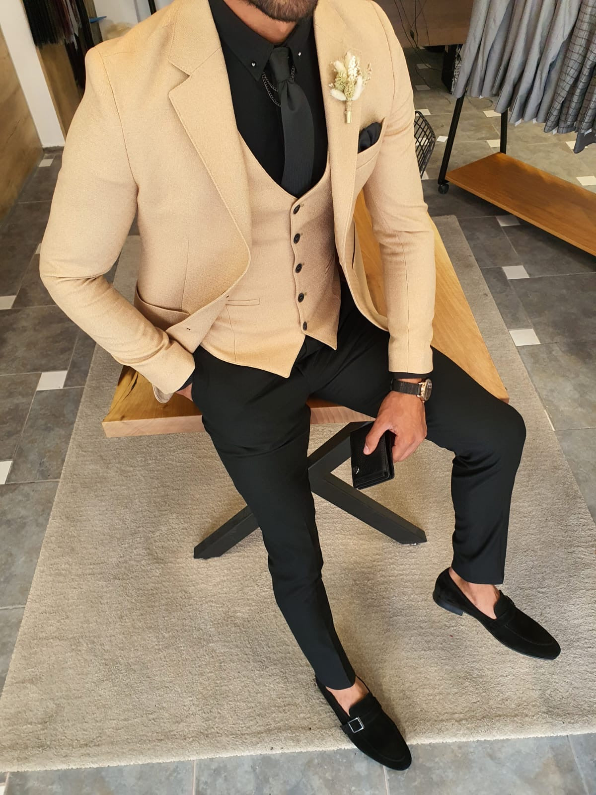 Edmond Beige Slim Fit Suit – BRABION