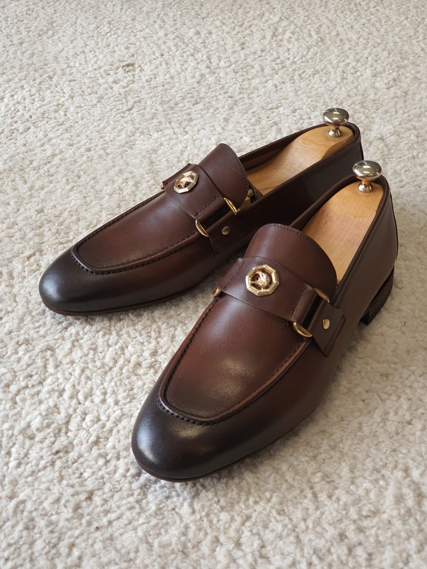 Berton Brown Penny Loafers - Timeless Leather Elegance