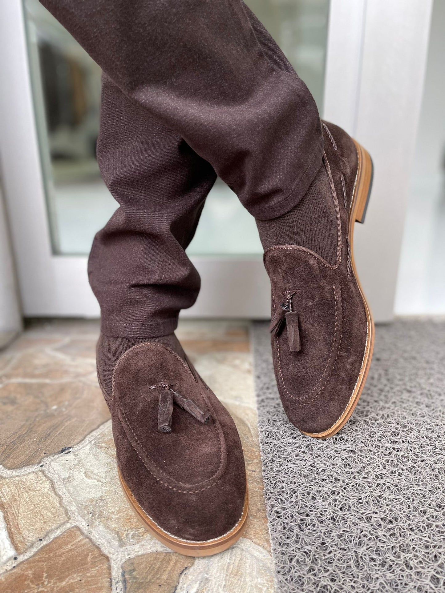 Remy Brown Suede Tassel Loafers for Men