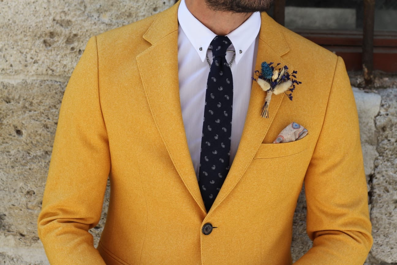 Marina Mustard Slim Fit Blazer - Elevate Your Style