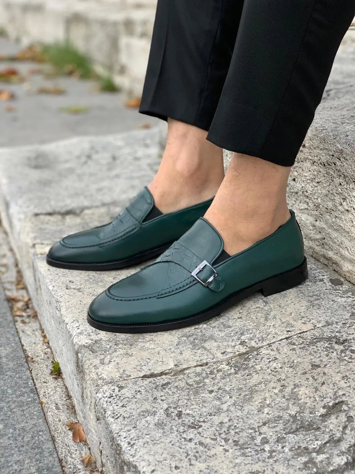 Stanoss Green Buckle Shoes - Stylish Leather Footwear for Every Occasion BRABION Stanoss Green Buckle Shoes - Stylish Leather Footwear for Every Occasion BRABION