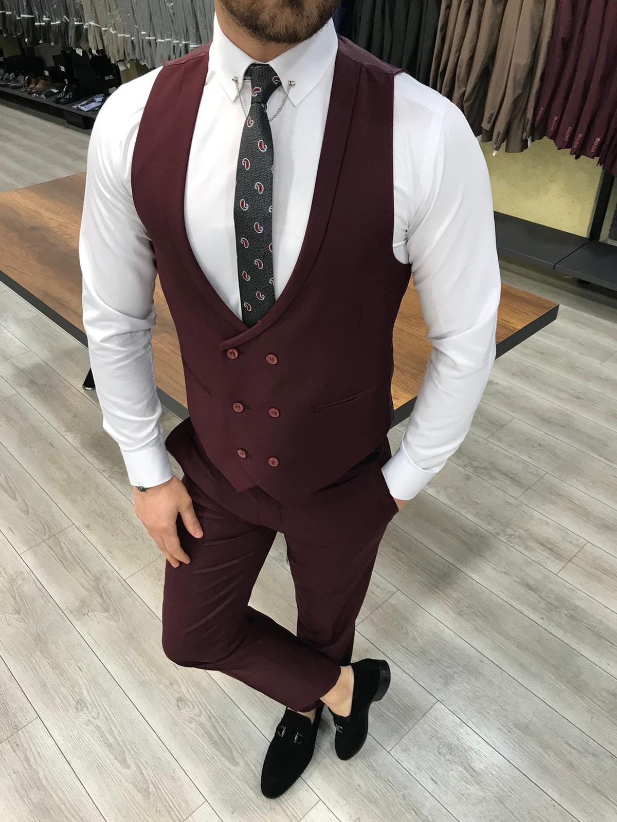 Louis Slim Fit Burgundy Suit - A Versatile Choice for Every Occasion
