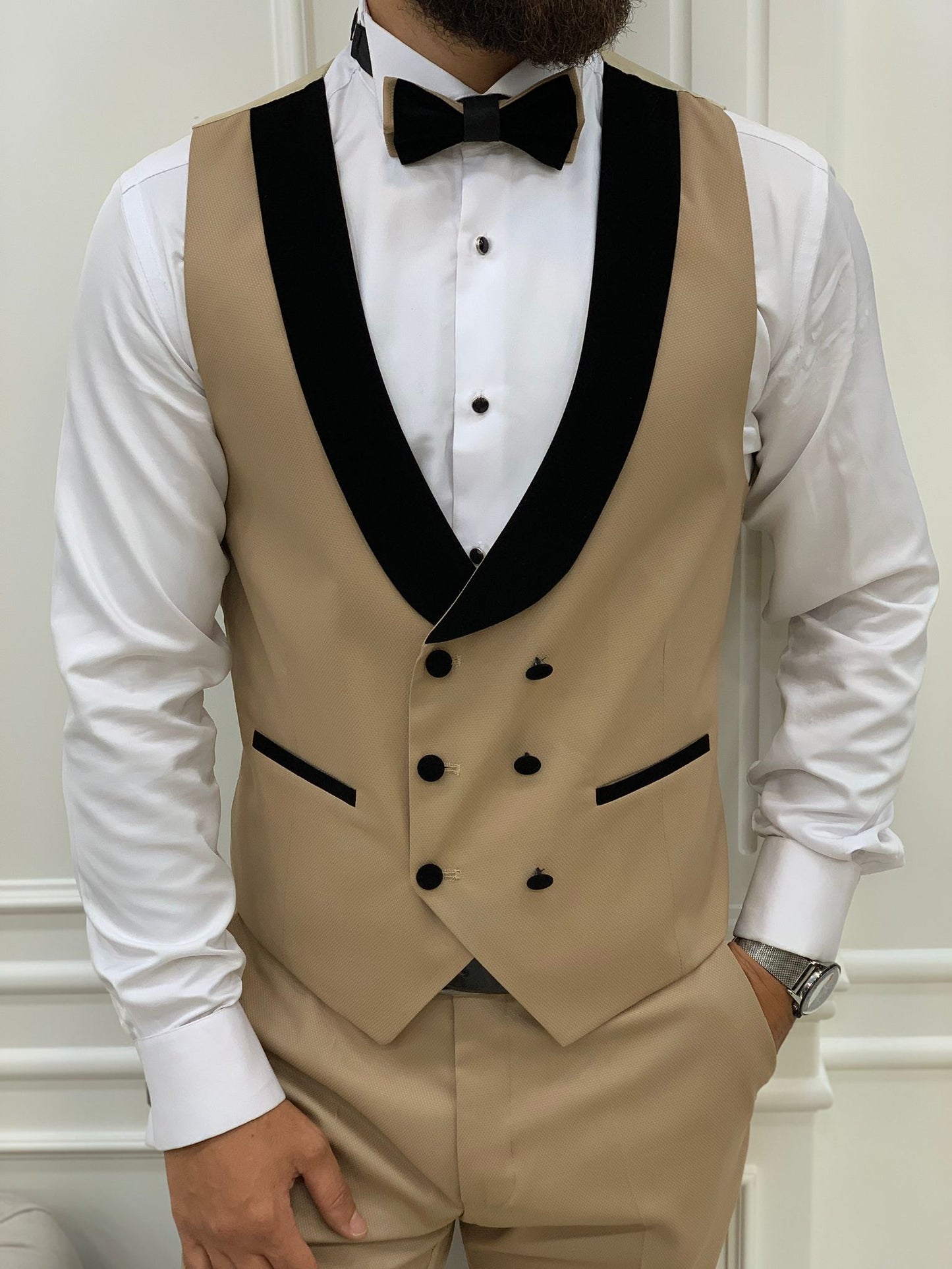 Mark Golden Slim Fit Velvet Peak Lapel Tuxedo