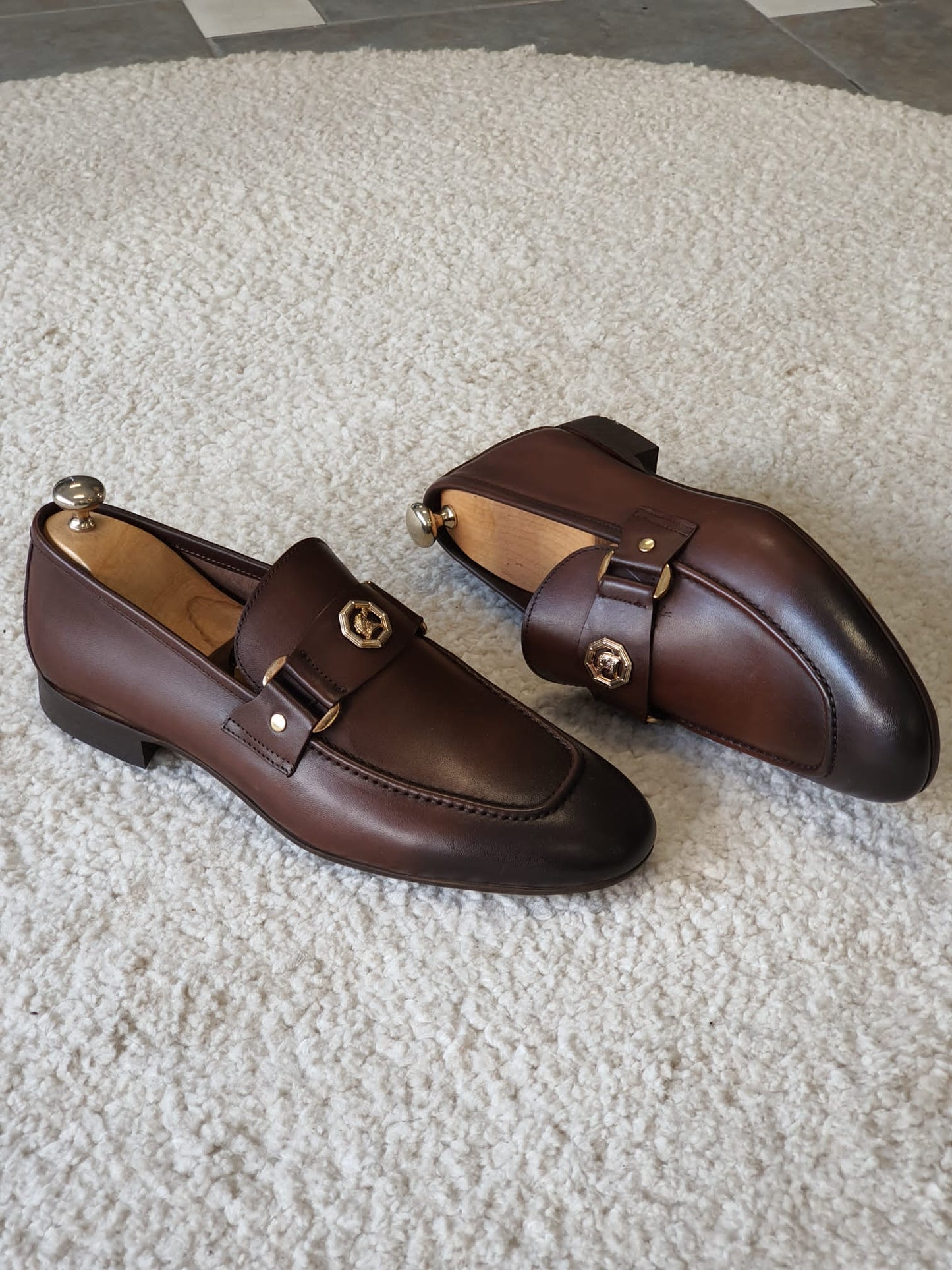 Berton Brown Penny Loafers - Timeless Leather Elegance