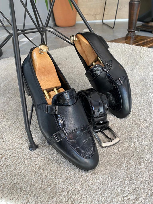 Louise Black Double Monk Strap Loafers: Elevate Your Style