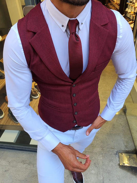 Bellingham Burgundy Slim Fit Vest: Elegance Redefined