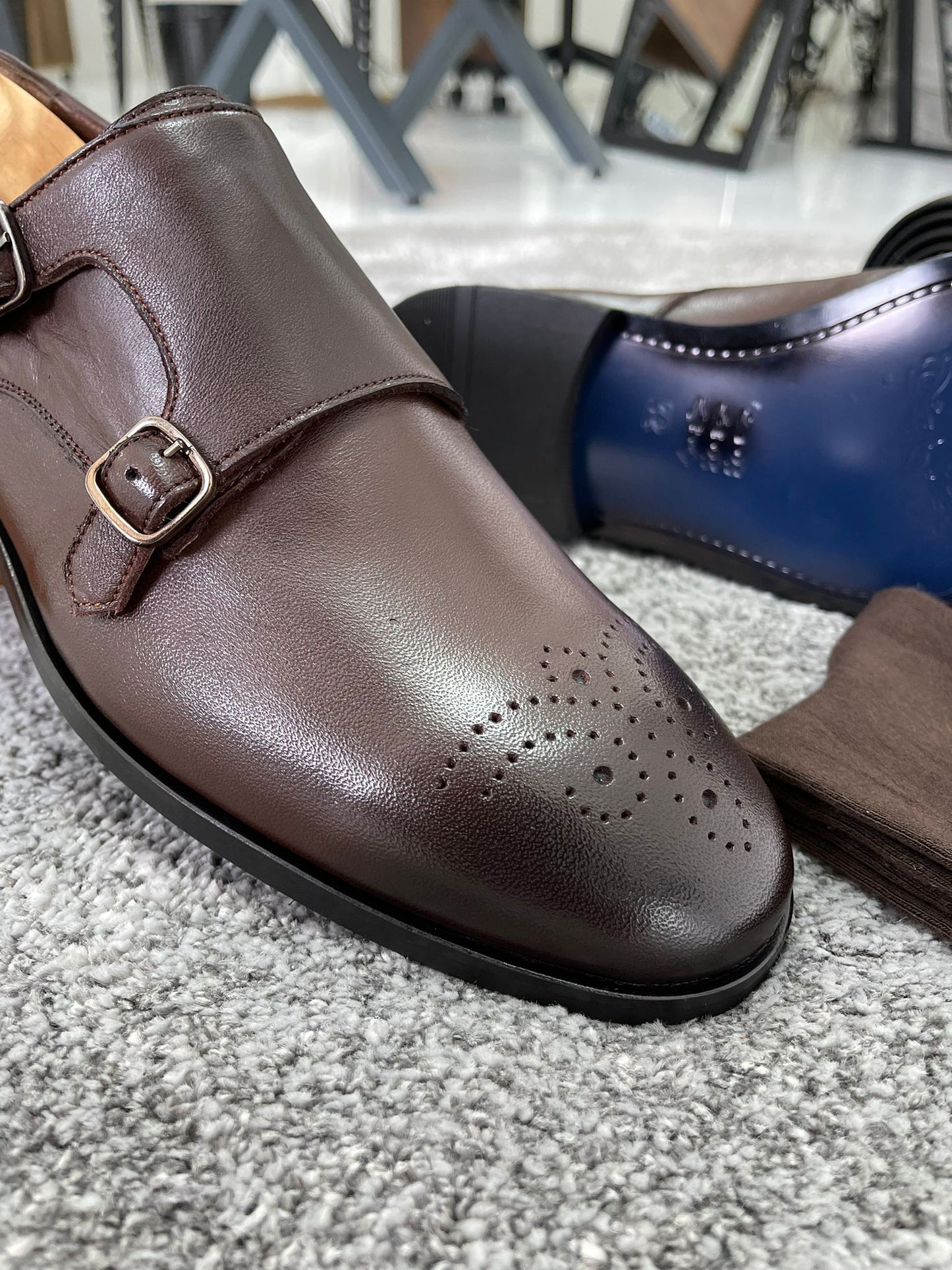 Remy Brown Double Monk Straps - Elegant Leather Shoes for Every Occasion