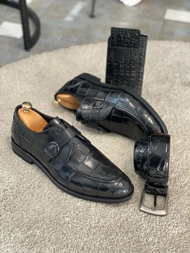 Louise Black Buckle Loafers - Elegant Leather Shoes for Every Occasion - BRABION