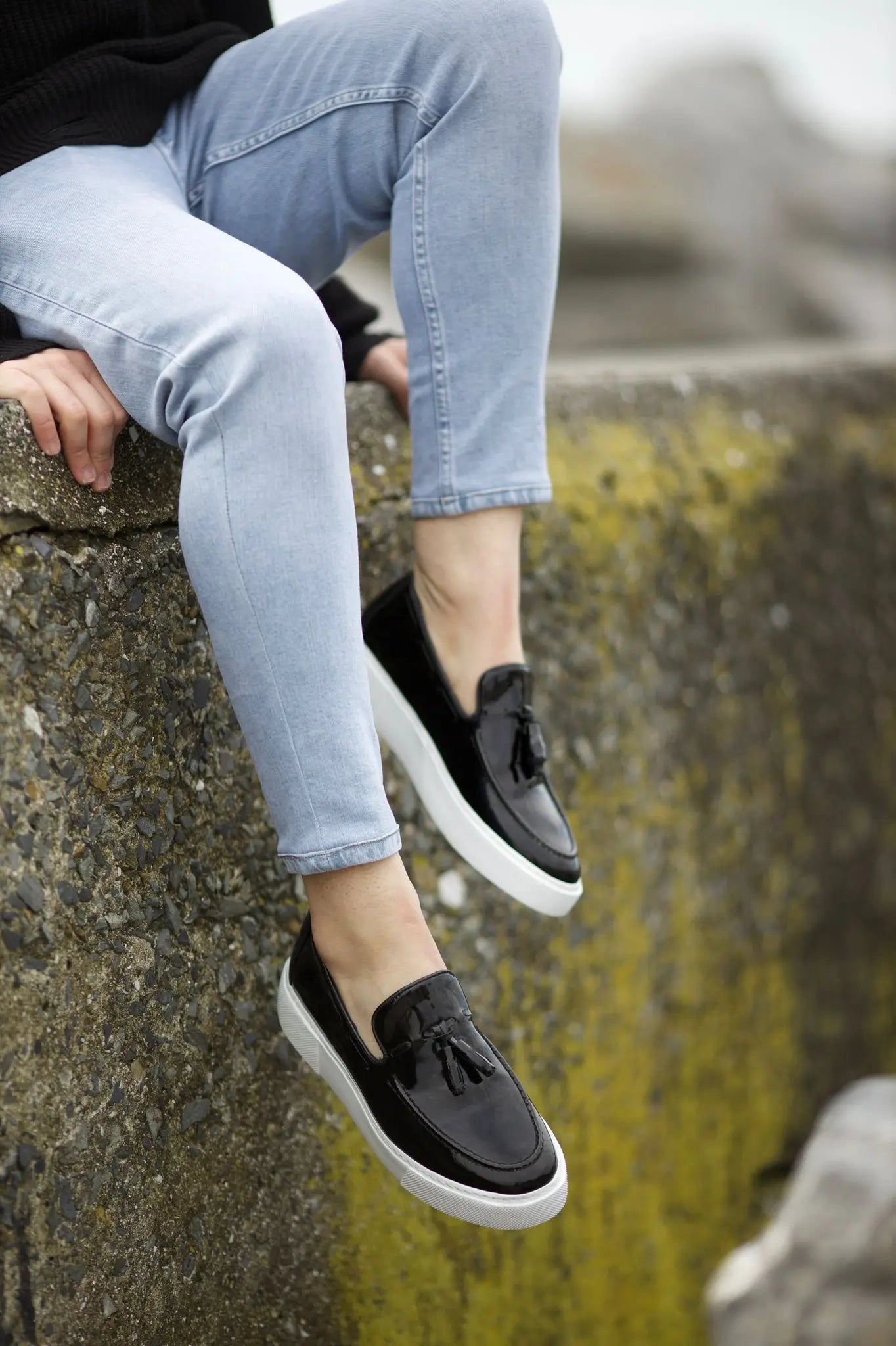 Prince Tassel Detail Leather Black Shoes - BRABION