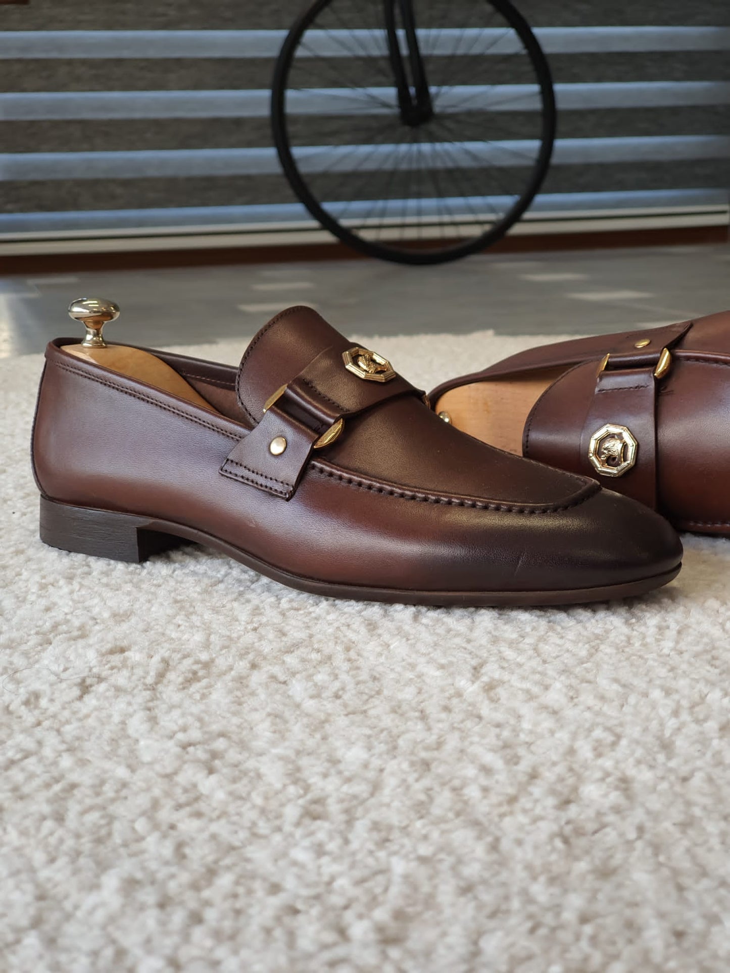 Berton Brown Penny Loafers - Timeless Leather Elegance