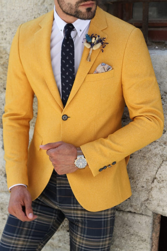 Marina Mustard Slim Fit Blazer - Elevate Your Style