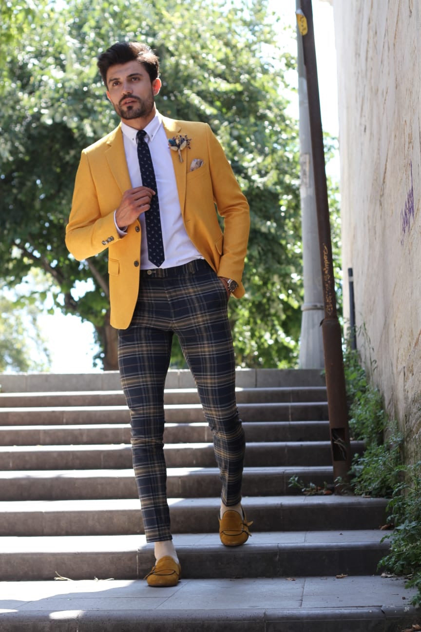 Marina Mustard Slim Fit Blazer - Elevate Your Style