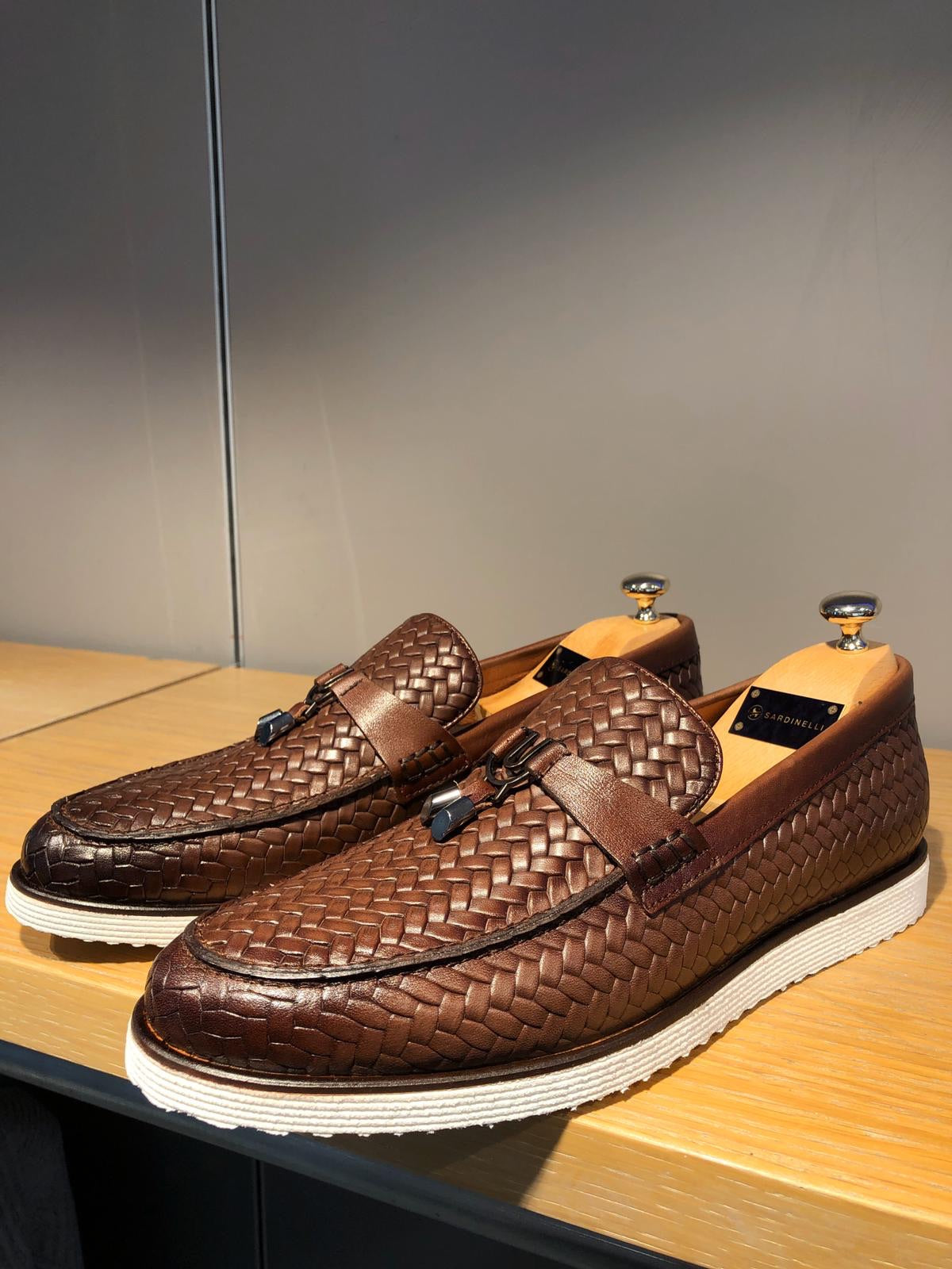 Odessa Brown Woven Leather Tassel Loafer – Elegant Men's Shoe for