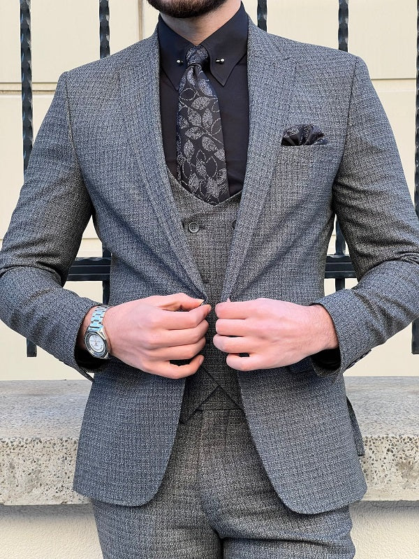 Buy Gray Slim Fit Wool Suit by  with Free Shipping