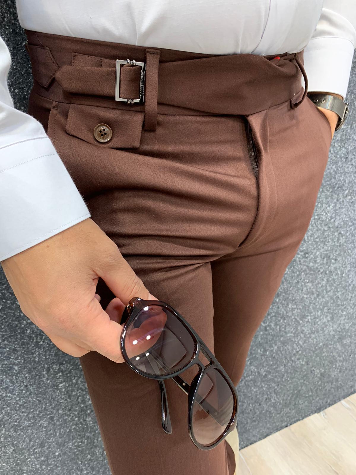 Kingston Brown Slim Pants - Versatile Elegance for Any Occasion