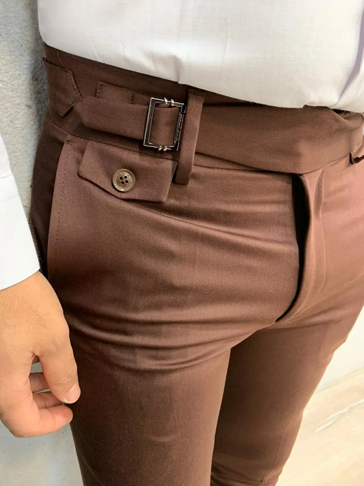 Kingston Brown Slim Pants - Versatile Elegance for Any Occasion - BRABION