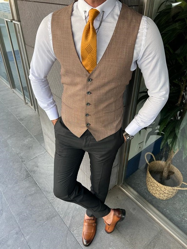 Ely Black Slim Fit Plaid Suit