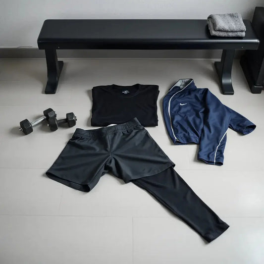 Fitted, breathable workout top and leggings displayed with sweat-wicking texture and stretch fit