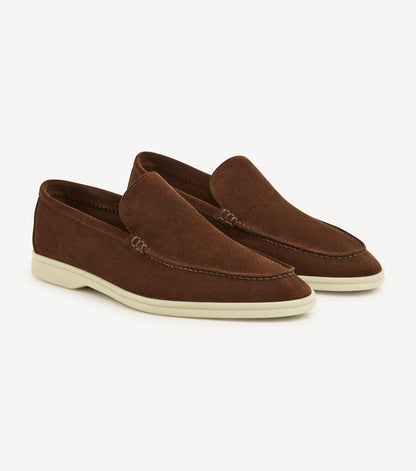 Brabion Unlined Capri Suede Loafer – Nougat Brown