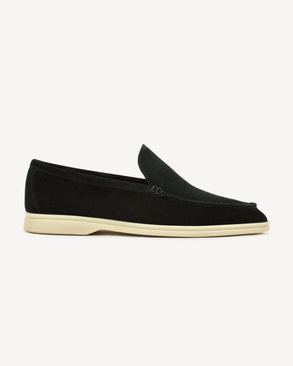 Brabion Unlined Capri Suede Loafer – Black